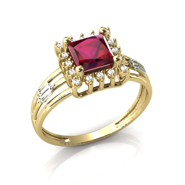 Anel Formatura Aro Triplo Quadrado Em Ouro 18k Zircônia - Image 2
