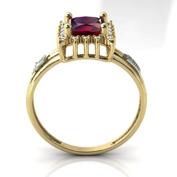 Anel Formatura Aro Triplo Quadrado Em Ouro 18k Zircônia - Image 3