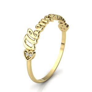 Anel Nome Abençoada Pedras Diamantes Ouro 18k