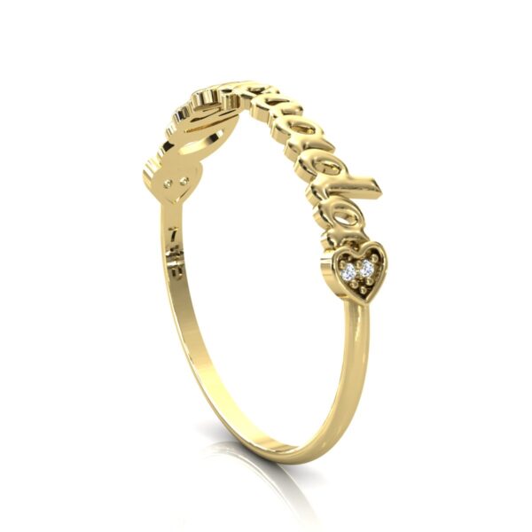 Anel Nome Abençoada Pedras Diamantes Ouro 18k - Image 2