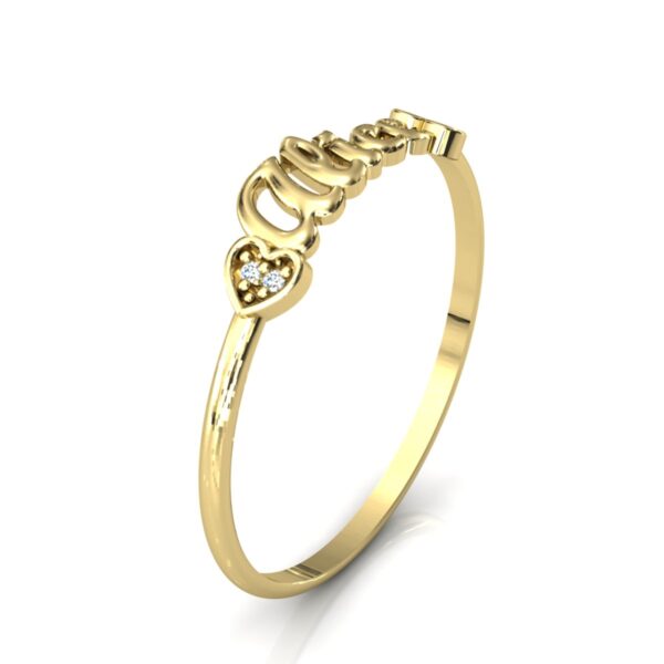 Anel Nome Alice Pedras Diamantes Ouro 18k - Image 3