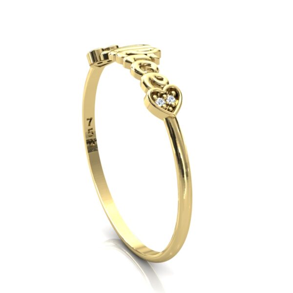 Anel Nome Alice Pedras Diamantes Ouro 18k - Image 2