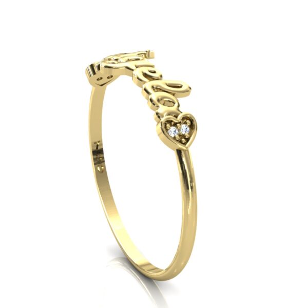 Anel Nome Ângela Pedras Diamantes Ouro 18k - Image 4