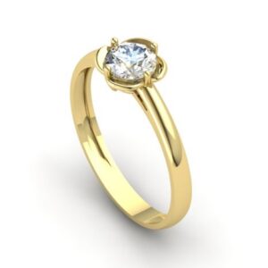 Anel Solitário Pétalas Ouro 18k