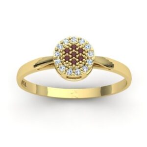 Anel Chuveiro Redondo Cravejado Diamantes Ouro 18k