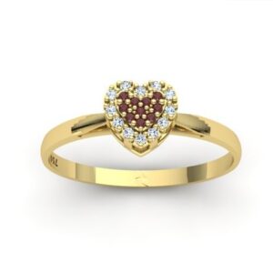 Anel Chuveiro Coração Cravejado Diamantes Ouro 18k