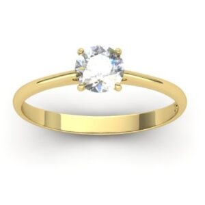 Anel Solitário Aro Fino Ouro 18k
