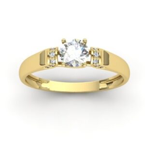 Anel Solitário Borda Cravejada Ouro 18k