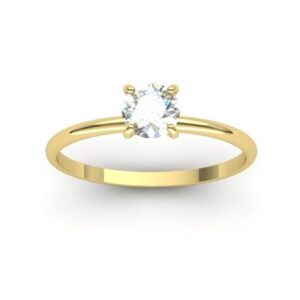 Anel Solitário Aro Fino Ouro 18k