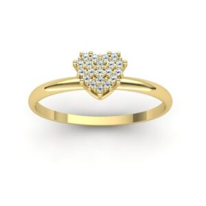 Anel Chuveiro Coração Cravejado Diamantes Ouro 18k