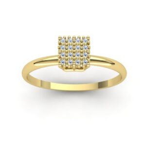 Anel Chuveiro Quadrado Cravejado Diamantes Ouro 18k