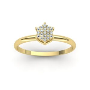 Anel Chuveiro Hexágono Cravejado Diamantes Ouro 18k