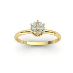 Anel Chuveiro Redondo Cravejado Diamantes Ouro 18k