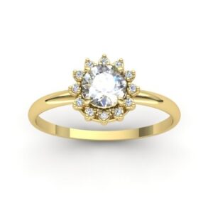 Anel Solitário Cravejado Ouro 18k