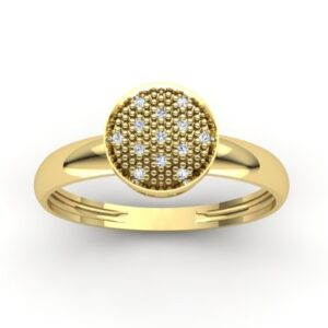 Anel Chuveiro Borda Redonda Diamantes Ouro 18k