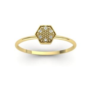 Anel Chuveiro Hexágono Aro Fino Ouro 18k
