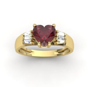 Anel Pedra Coração Com Trapézio Ouro 18k