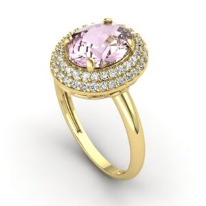 Anel Oval Fileiras de Pedras Ouro 18k