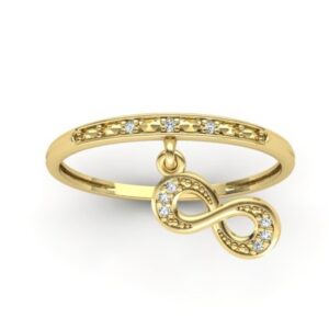 Anel Aparador Diamantes Pingente Infinito Ouro 18k