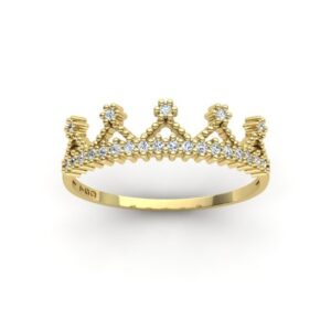 Anel Coroa de Pedras Ouro 18k