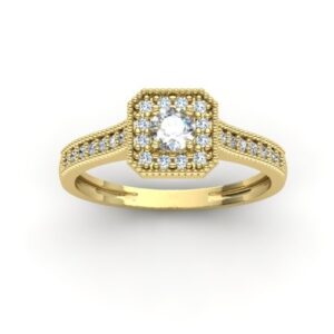 Anel Aro Cravejado Quadrado Ouro 18k