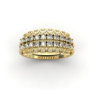 Anel Duplo Corações Ouro 18k