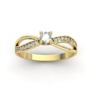 Anel em X Aro Cravejado Ouro 18k
