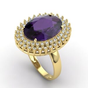 Anel Princesa Oval Grande Ouro 18k