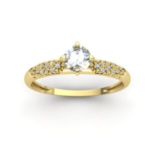 Anel Solitário Aro Cravejado Ouro 18k