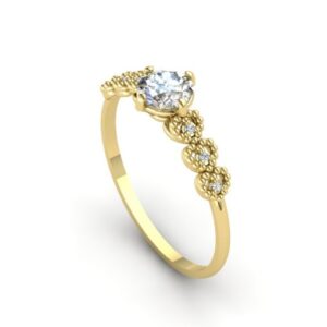 Anel Aro Corações Cravejado Ouro 18k