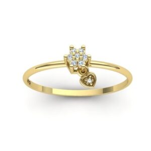 Anel Chuveiro Pingente Coração Ouro 18k