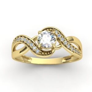 Anel Aro Entrelaçado Cravejado Ouro 18k