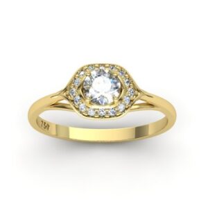 Anel Pedra Redonda Aro Lizo Ouro 18k