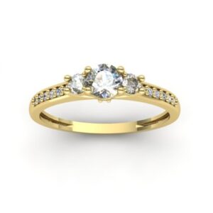 Anel 3 Pedras Aro Cravejado Ouro 18k