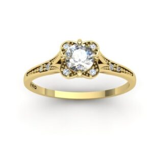 Anel 5 Pedras Aro Cravejado Ouro 18k