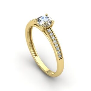 Anel Solitário Aro Cravejado Ouro 18k