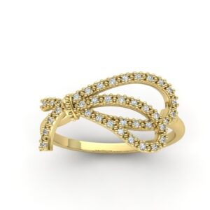 Anel Laço Zircônia Cravejado Ouro 18k
