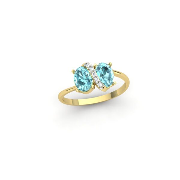 Anel Pedras Ovais Zircônias Ouro 18k