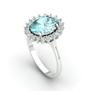 Anel Fileira de Pedras e Oval Grande Prata 925