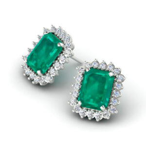 Brinco Pedra Verde Retângulo Prata 925