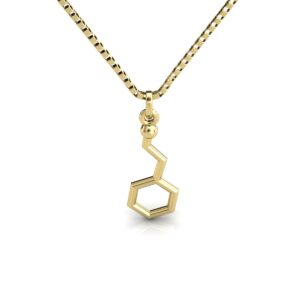 Gargantilha Pingente Molécula Química Fenetilamina Ouro 18k