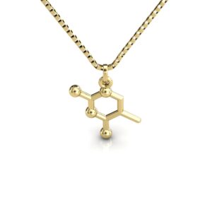Gargantilha Pingente Molécula Química Tiamina Ouro 18k