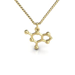 Gargantilha Pingente Molécula Química Guanina Ouro 18k