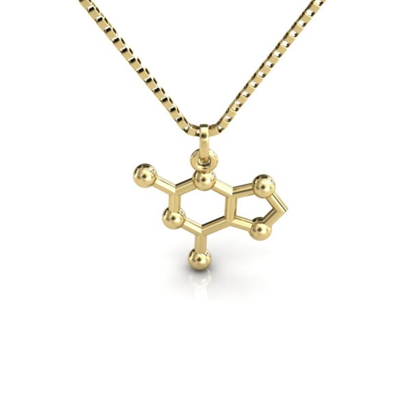 Gargantilha Pingente Molécula Química Guanina Ouro 18k