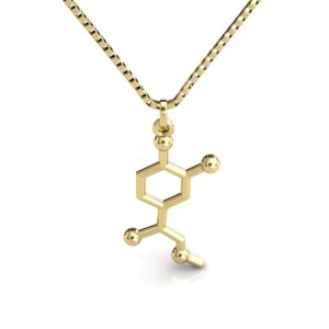 Gargantilha Pingente Molécula Química Adrenalina Ouro 18k