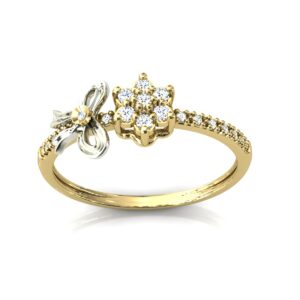 Lindo Anel Chuveiro Laço Pingente Ouro 18k