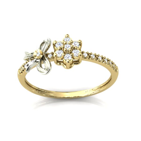 Lindo Anel Chuveiro Laço Pingente Ouro 18k