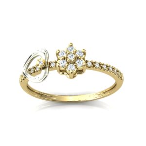 Lindo Anel Chuveiro Coração Pingente Ouro 18k