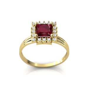 Anel Formatura Pedra Quadrada Em Ouro 18k