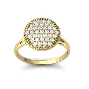 Anel Chuveiro Redondo Grande Ouro 18k